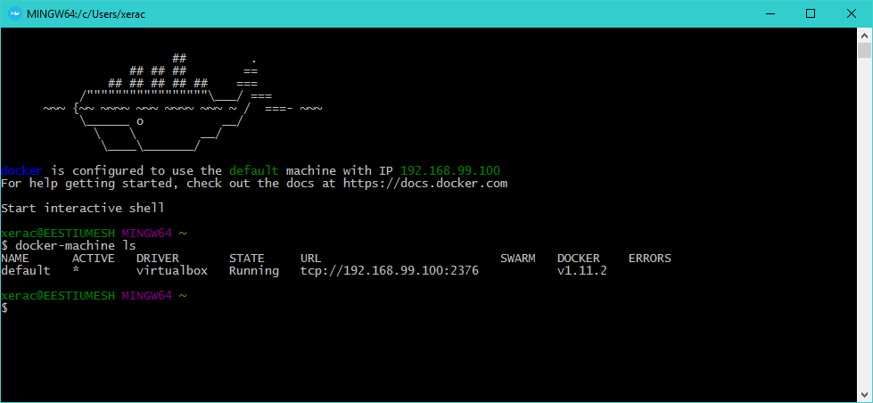 Docker machine-ls