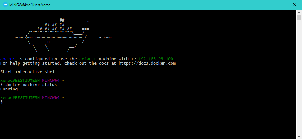Docker machine status